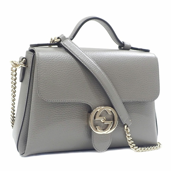 Gucci Handbags - Gucci Women's Gray Calfskin Handbag 510302 with Interlocking G